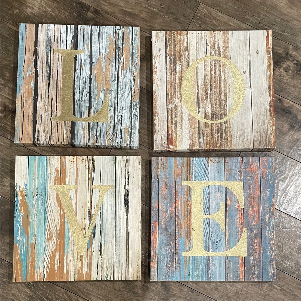 Rustic LOVE Wall Art Set